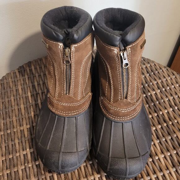 Tamarack Mens All-Season Waterproof Boots 8 Brown Suede Zip Front Insulated Warm - Picture 2 of 10